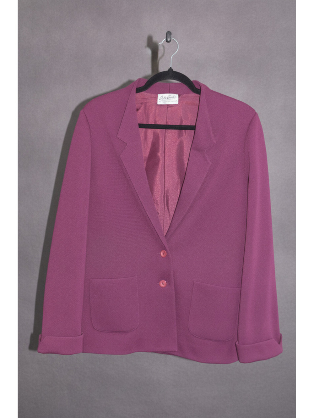 Vintage (70s) Paula Brooks Original Magenta Purple Blazer Patch Pockets Size 2X